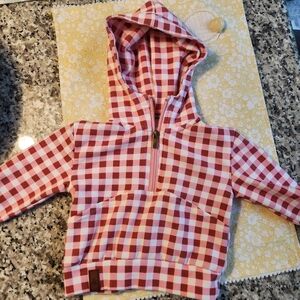 Ampersand Avenue Baby Pink Check Hooded Sweatshirt